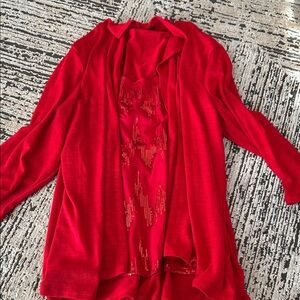 Vibrant Red Open Cardigan
